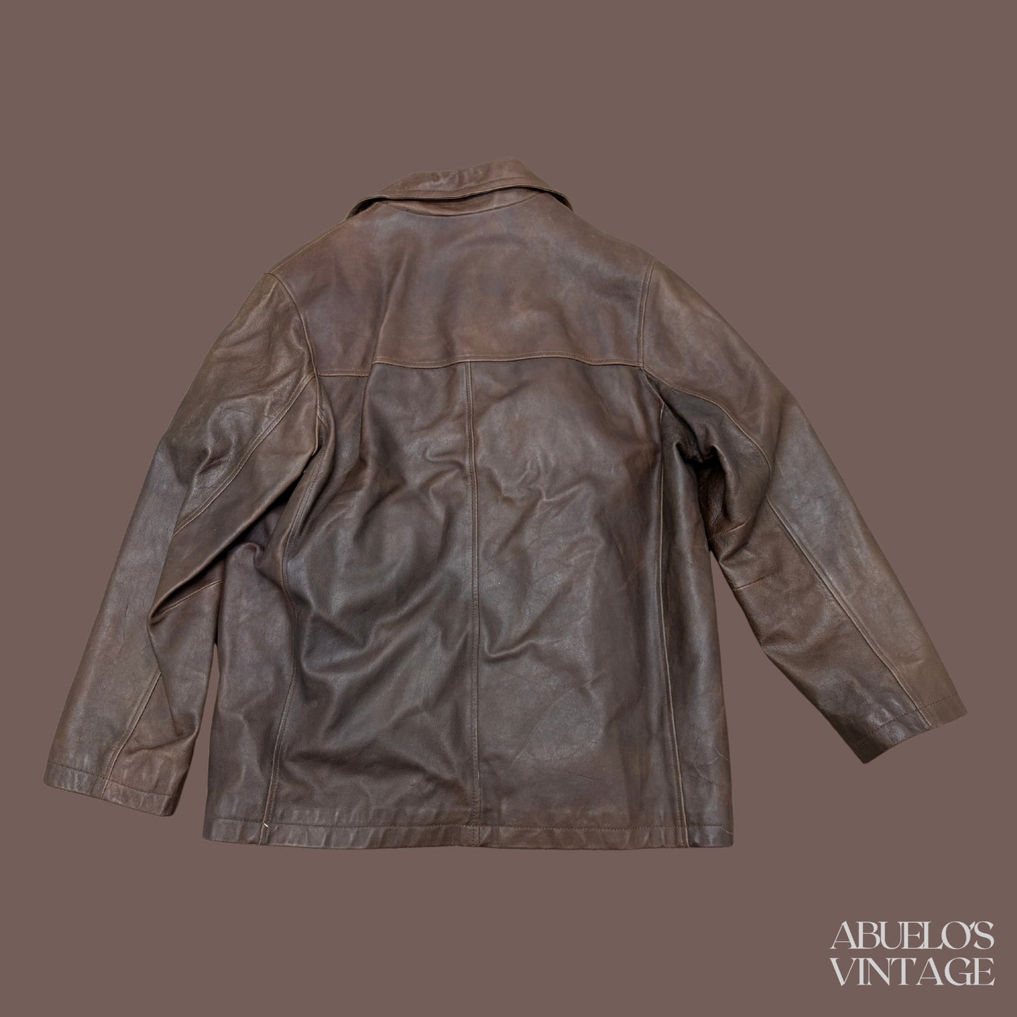 Vintage M. Julian Brown Leather Car Coat – 90s Heritage Minimalist