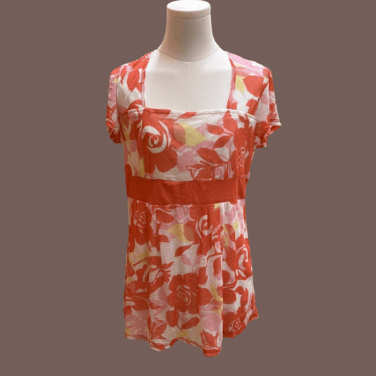 Vintage New York & Company Mesh Empire Waist Top – Y2K Floral Femme