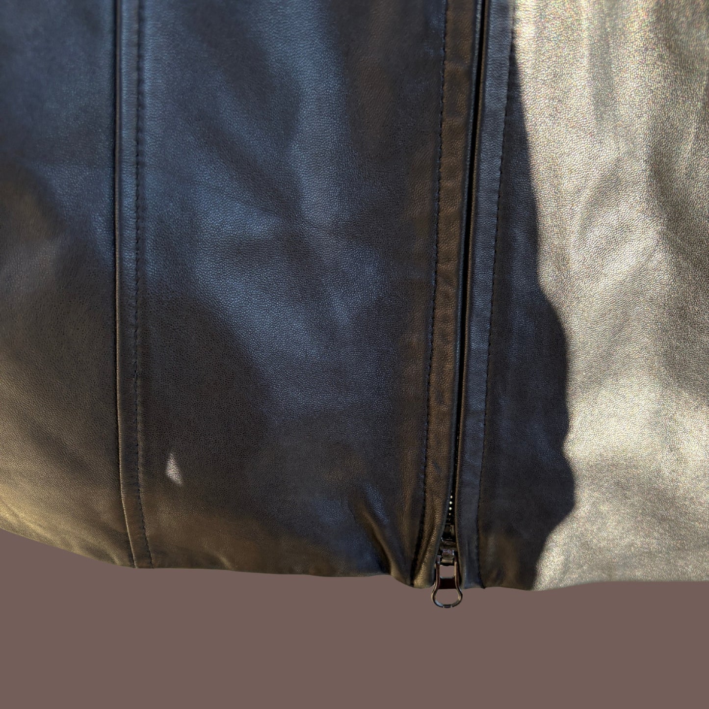 Vintage Winlit Black Leather Zip Jacket – Minimalist Y2K
