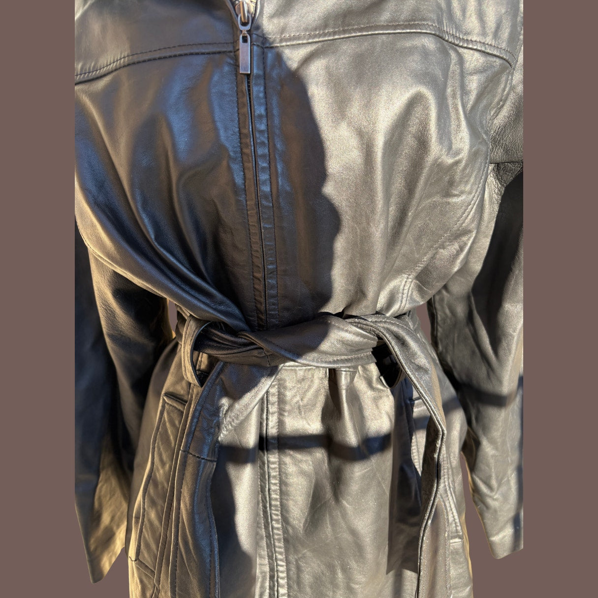 Vintage Charles Klein Belted Leather Jacket – Minimalist 90s