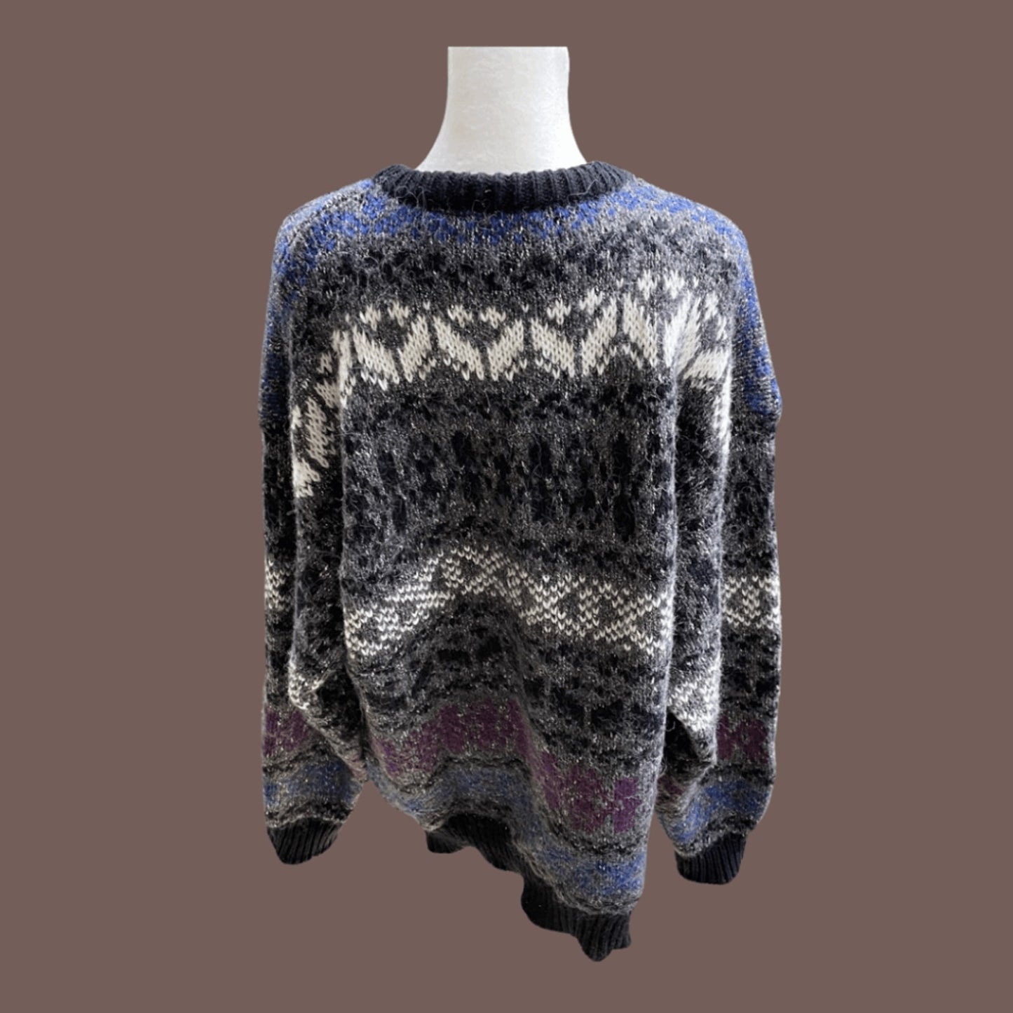 Vintage River Trader Wool Blend Pullover Sweater – 80s Fair Isle Style