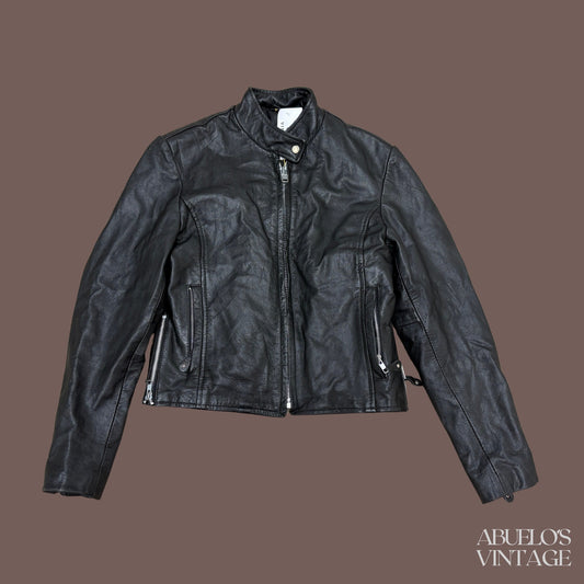 Vintage Hudson Leather Cropped Moto Jacket – 90s Biker