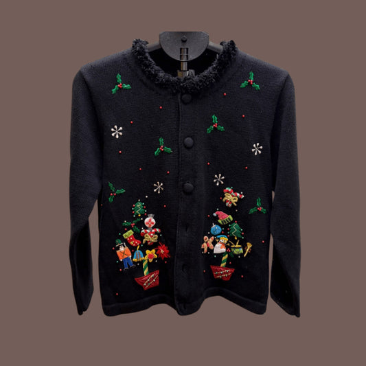 Vintage Berek Holiday Embroidered Cardigan – 90s Festivecore