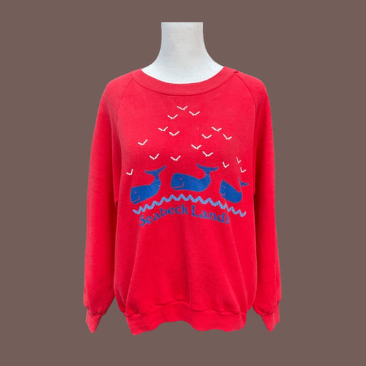Vintage Jerzees Whale Graphic Sweatshirt – 80s Seaside Grannycore