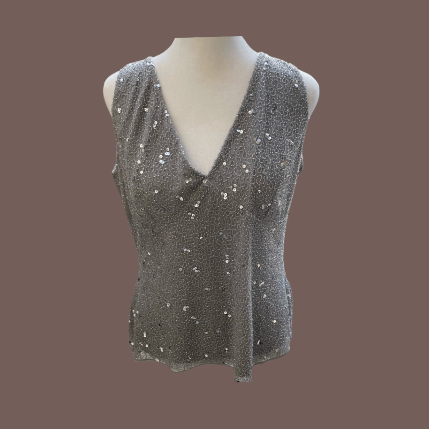 Vintage Marina Beaded Sequin Tank Top – 90s Minimal Glam