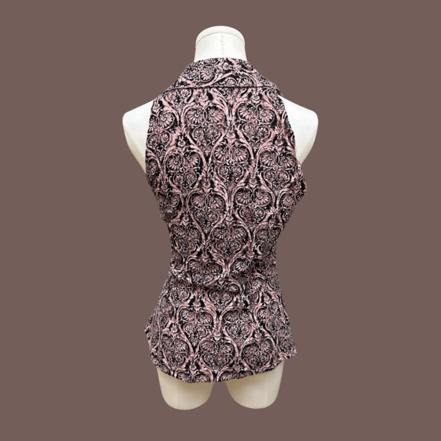 Vintage INC Velvet Damask Halter Top – 2000s Coquette Glam