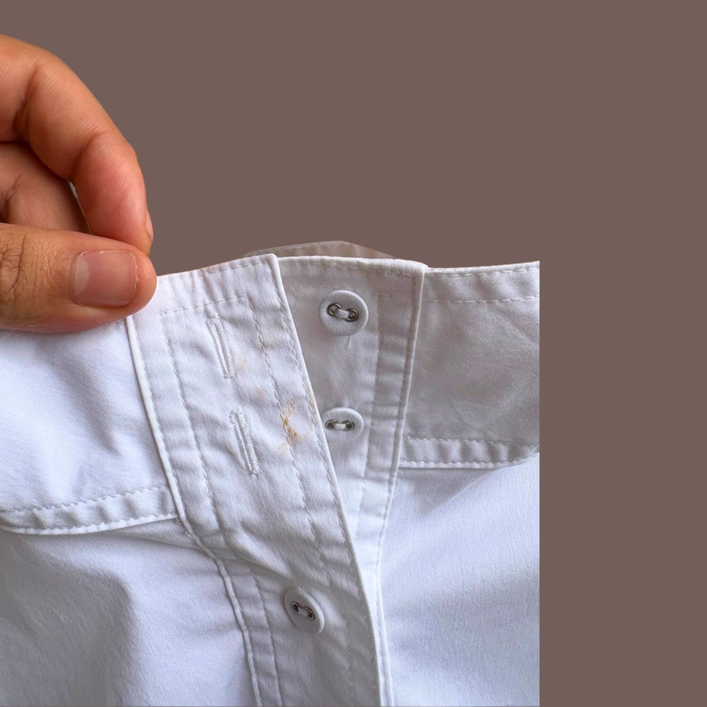 Vintage Donna Karan White Band Collar Blouse – 2000s Minimal