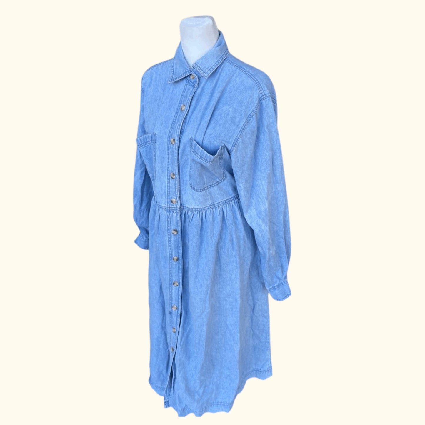 Vintage Fads Denim Shirt Dress – 90s Light Academia Workwear