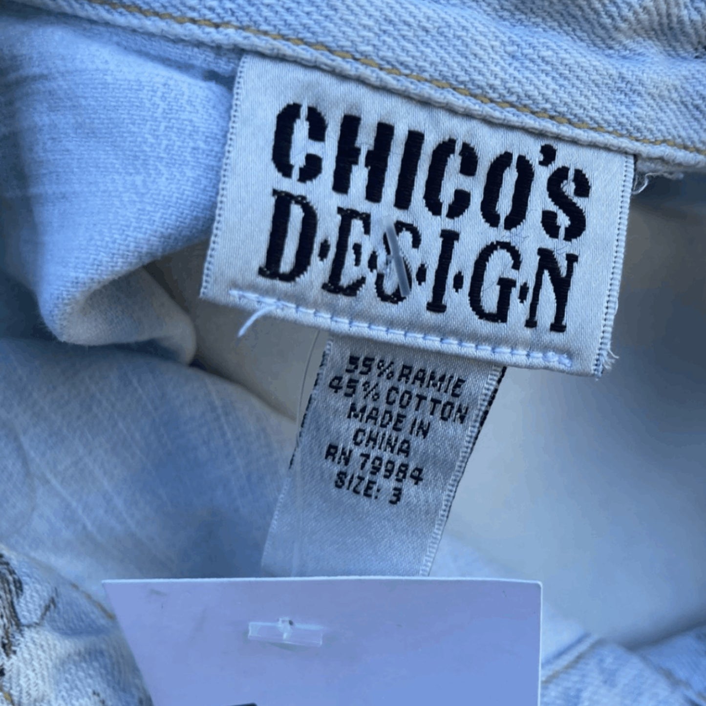 Vintage Chico’s Embroidered Denim Vest – 90s Boho Layering Piece