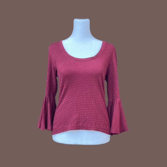 Retro Anthropologie Smocked Cotton Blouse – 70s Boho Revival