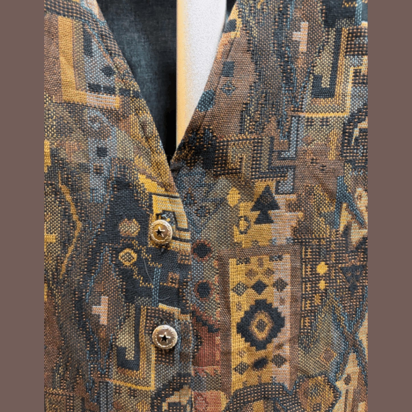 Vintage TRY Southwestern Tapestry Vest – 90s Boho Western