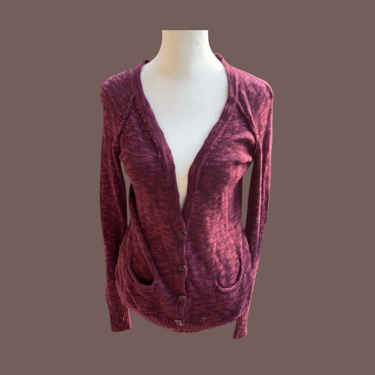 Vintage Mudd Maroon Knit Cardigan – Y2K Layered Look Essential