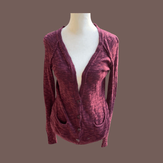 Vintage Mudd Maroon Knit Cardigan – Y2K Layered Look Essential