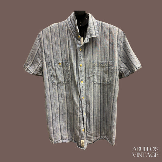 Vintage Lucky Brand Striped Short Sleeve Button Up – Workwear Minimalist