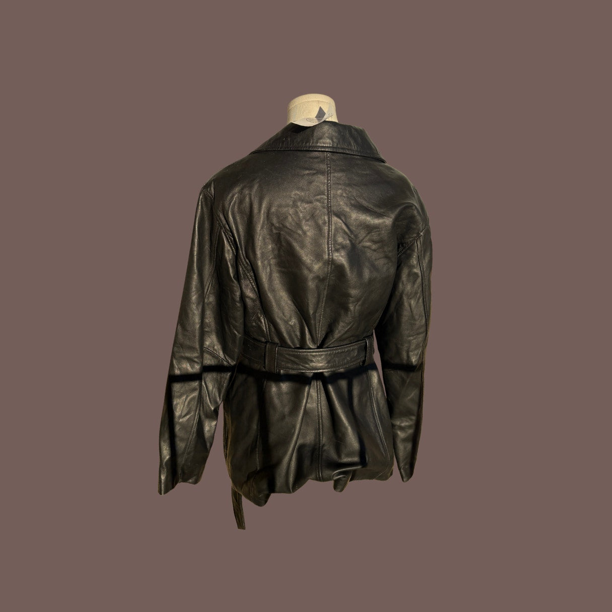 Vintage Charles Klein Belted Leather Jacket – Minimalist 90s