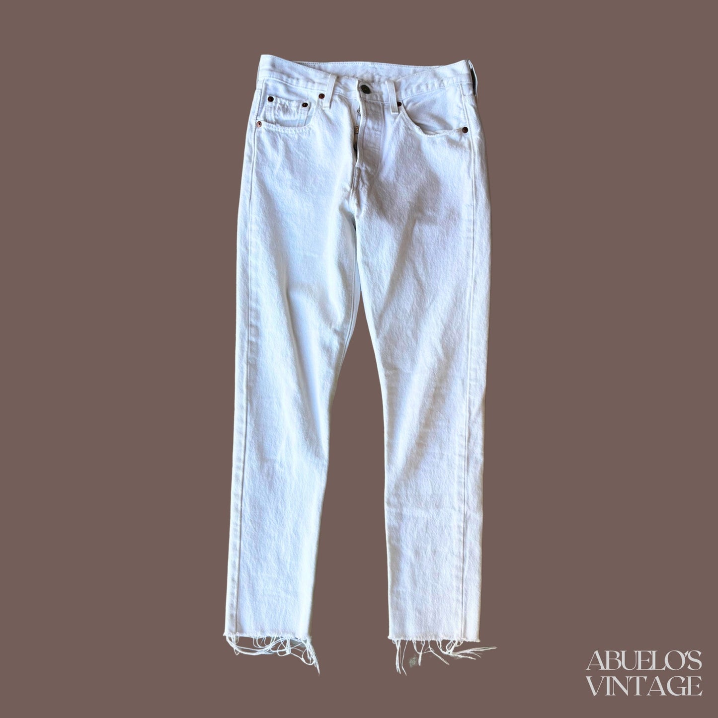 Levi’s Premium 501 White Denim Jeans – Raw Hem Classic