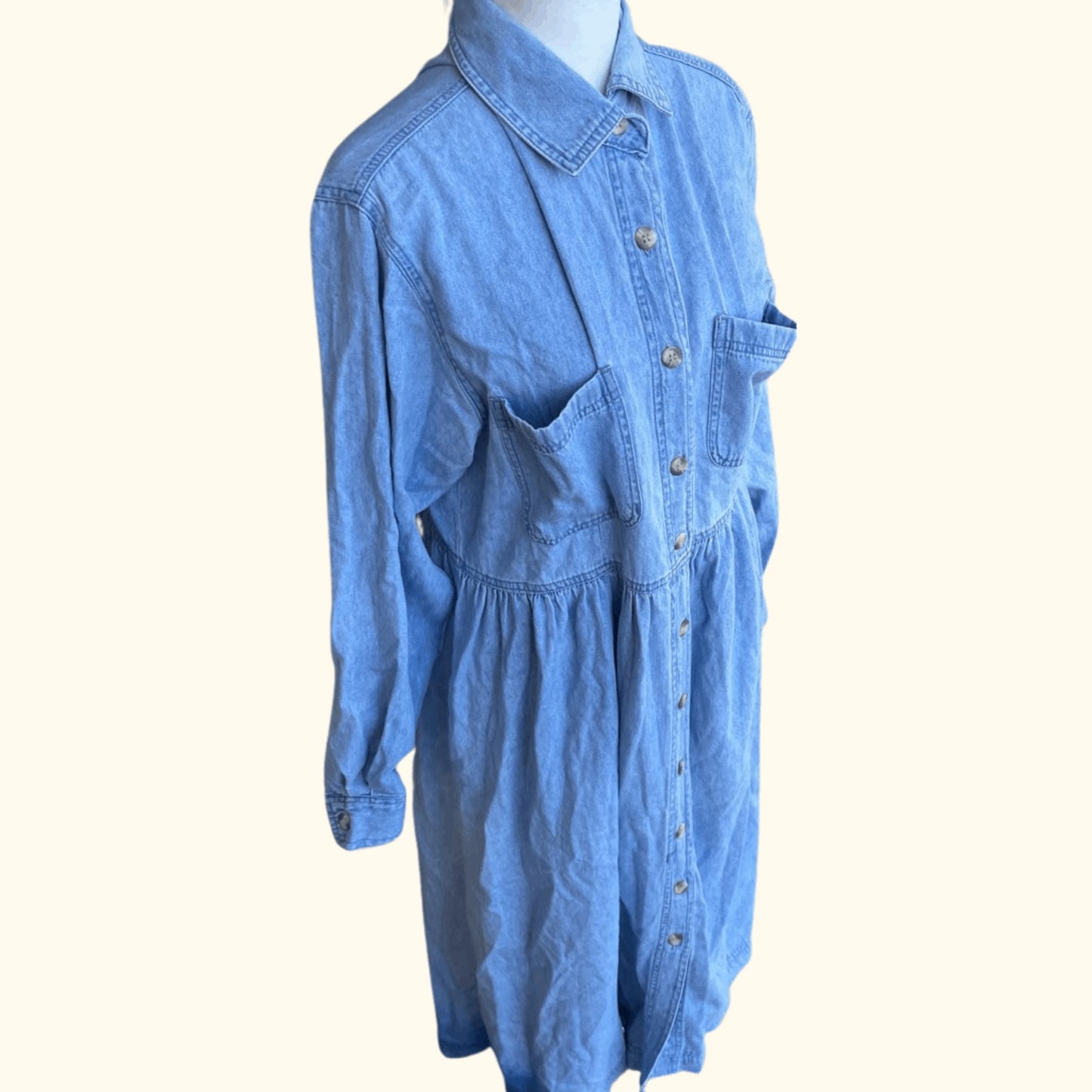 Vintage Fads Denim Shirt Dress – 90s Light Academia Workwear