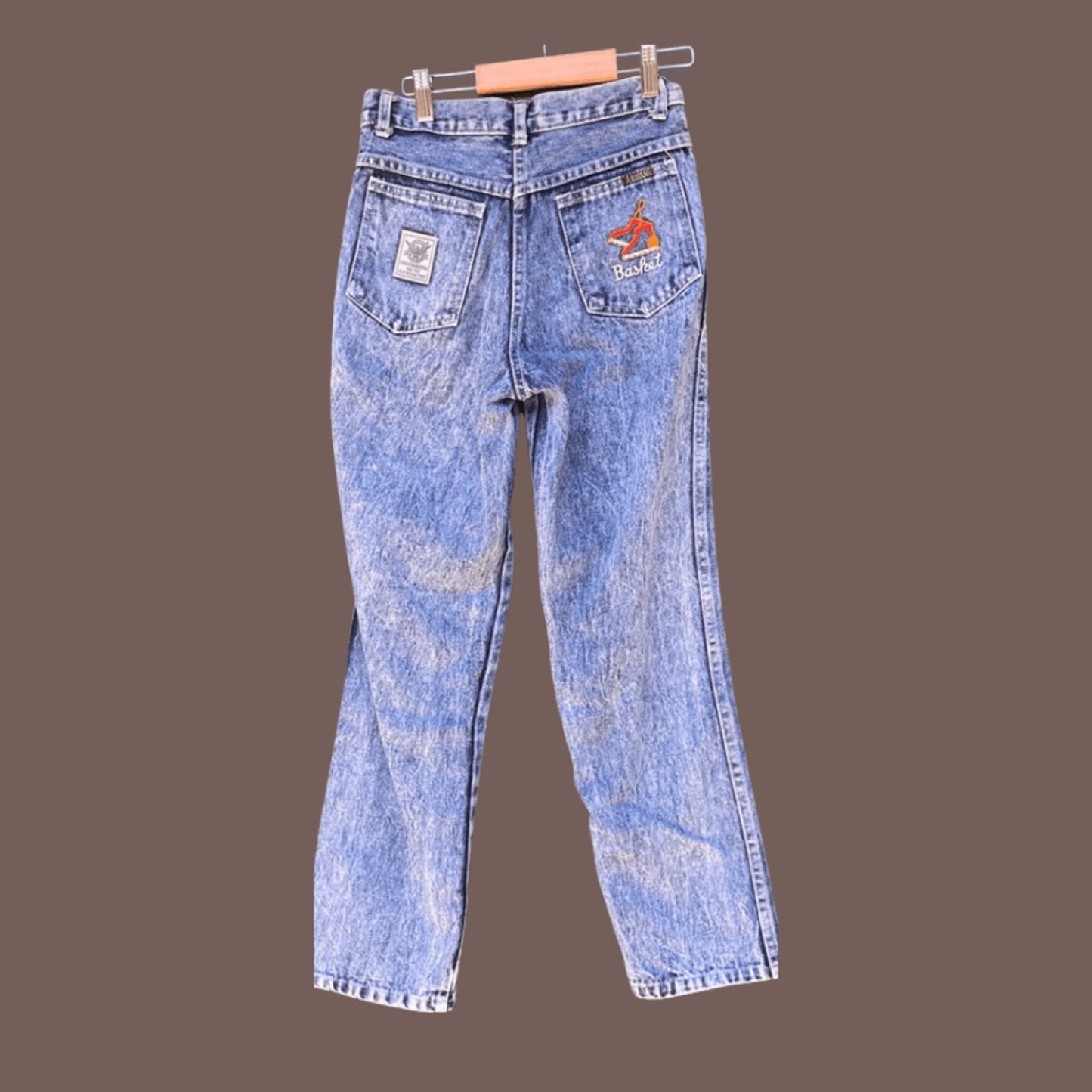 Vintage FEIDIAO Acid Wash Jeans – 90s Embroidered Denim