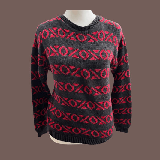 Vintage Cambridge XOXO Knit Sweater – 90s Grandpacore Statement