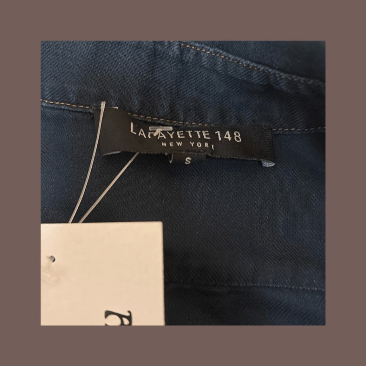 Lafayette 148 Navy Contrast Stitch Shirt – Modern Minimalist Classic (M)