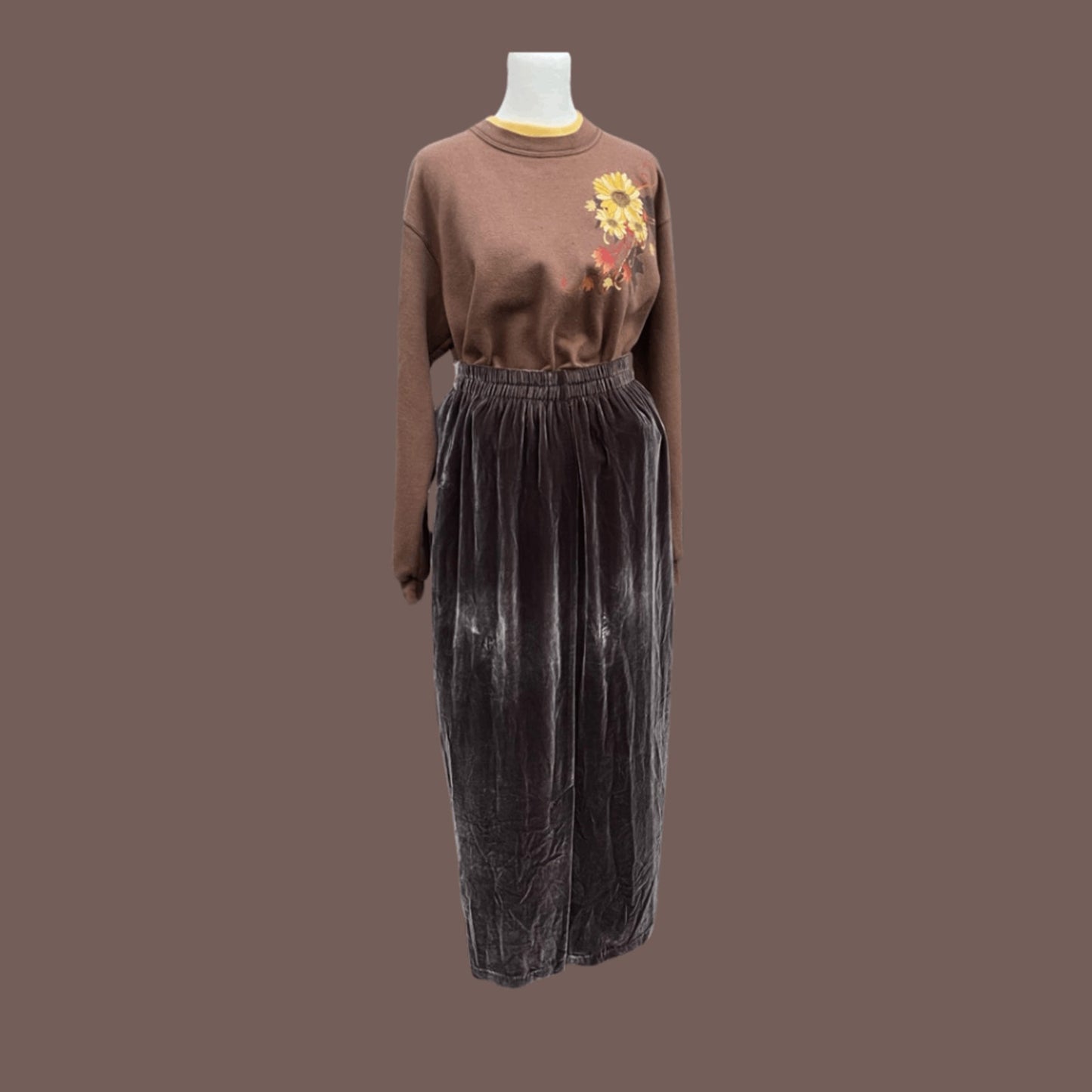 Vintage Taryn De Chellis Velour Maxi Skirt – 90s Dark Academia