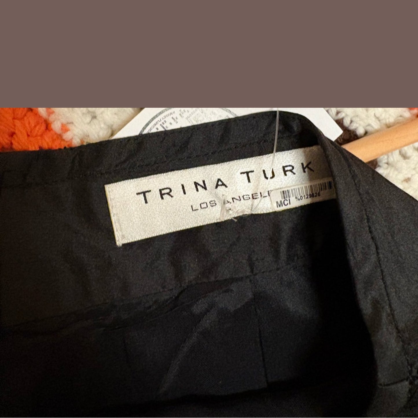 Vintage Trina Turk Women’s Black 100% Silk A-Line Bow Skirt Size M