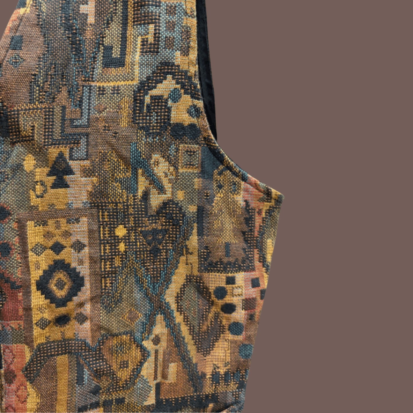 Vintage TRY Southwestern Tapestry Vest – 90s Boho Western