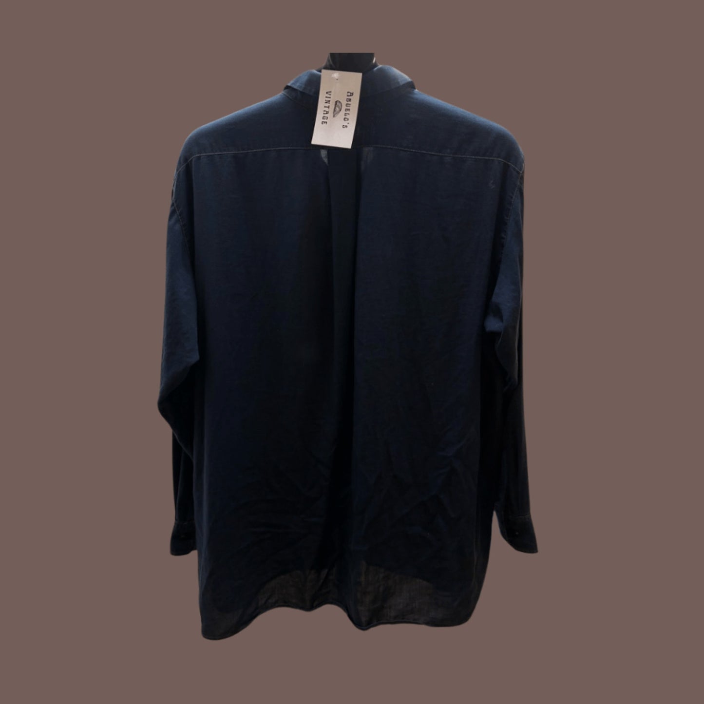 Lafayette 148 Navy Contrast Stitch Shirt – Modern Minimalist Classic (M)