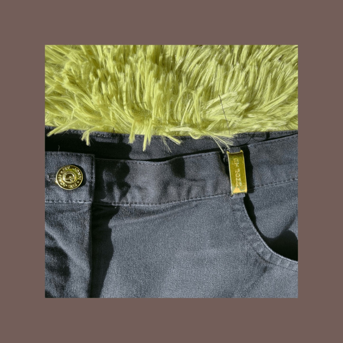 St. John Sport Wide‑Leg High‑Rise Jeans – Black Gold‑Loop Detail