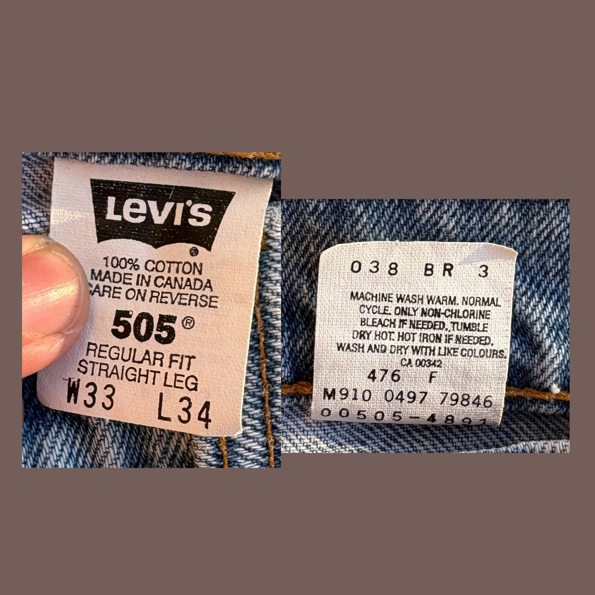 Vintage Levi's 505 Regular Fit Straight Leg Jeans – Made in Canada