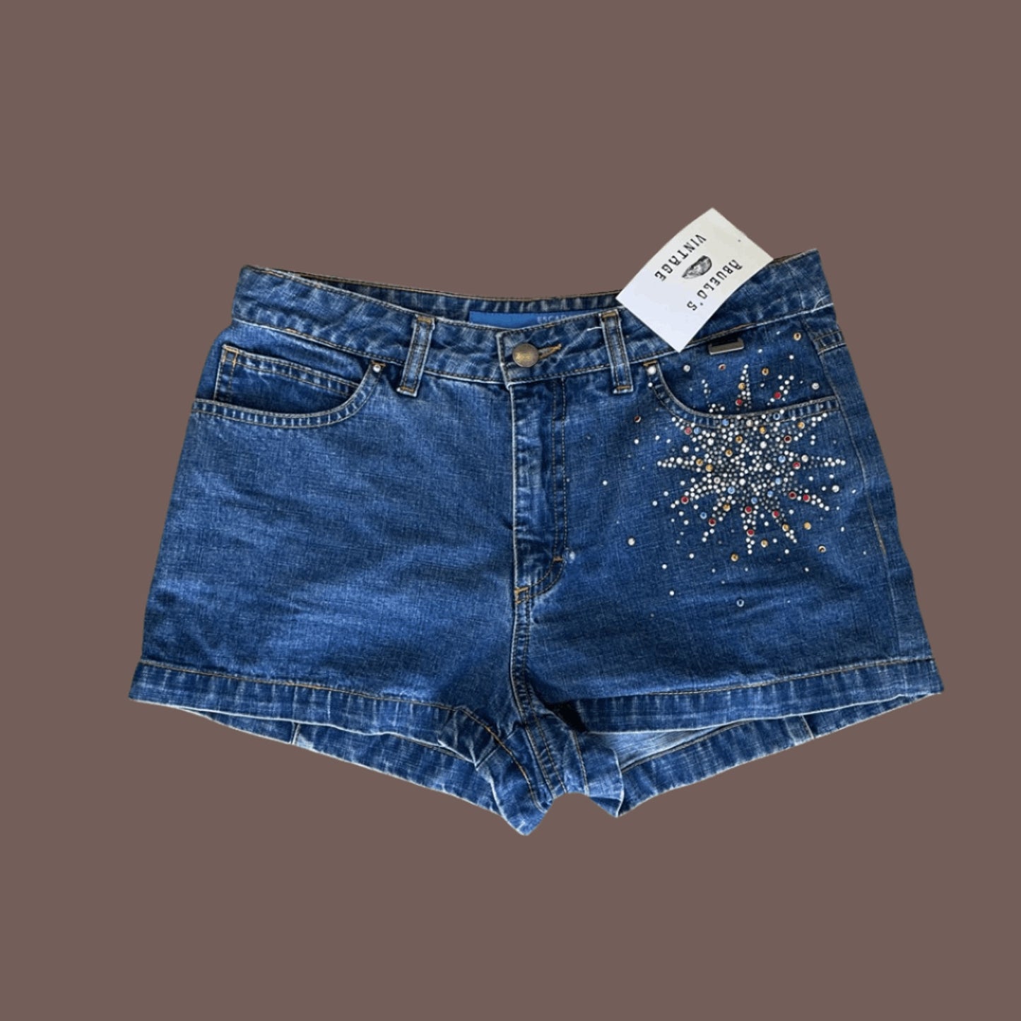 Vintage ESCADA Sport Rhinestone Denim Shorts – Y2K Festival Luxe
