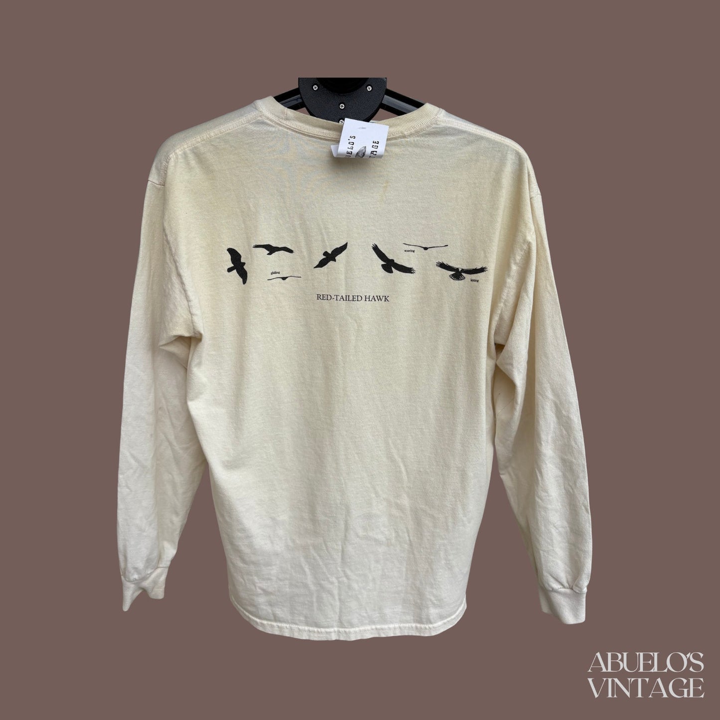 Vintage Sibley Red-Tailed Hawk Graphic Long Sleeve Tee – Wildlife Art