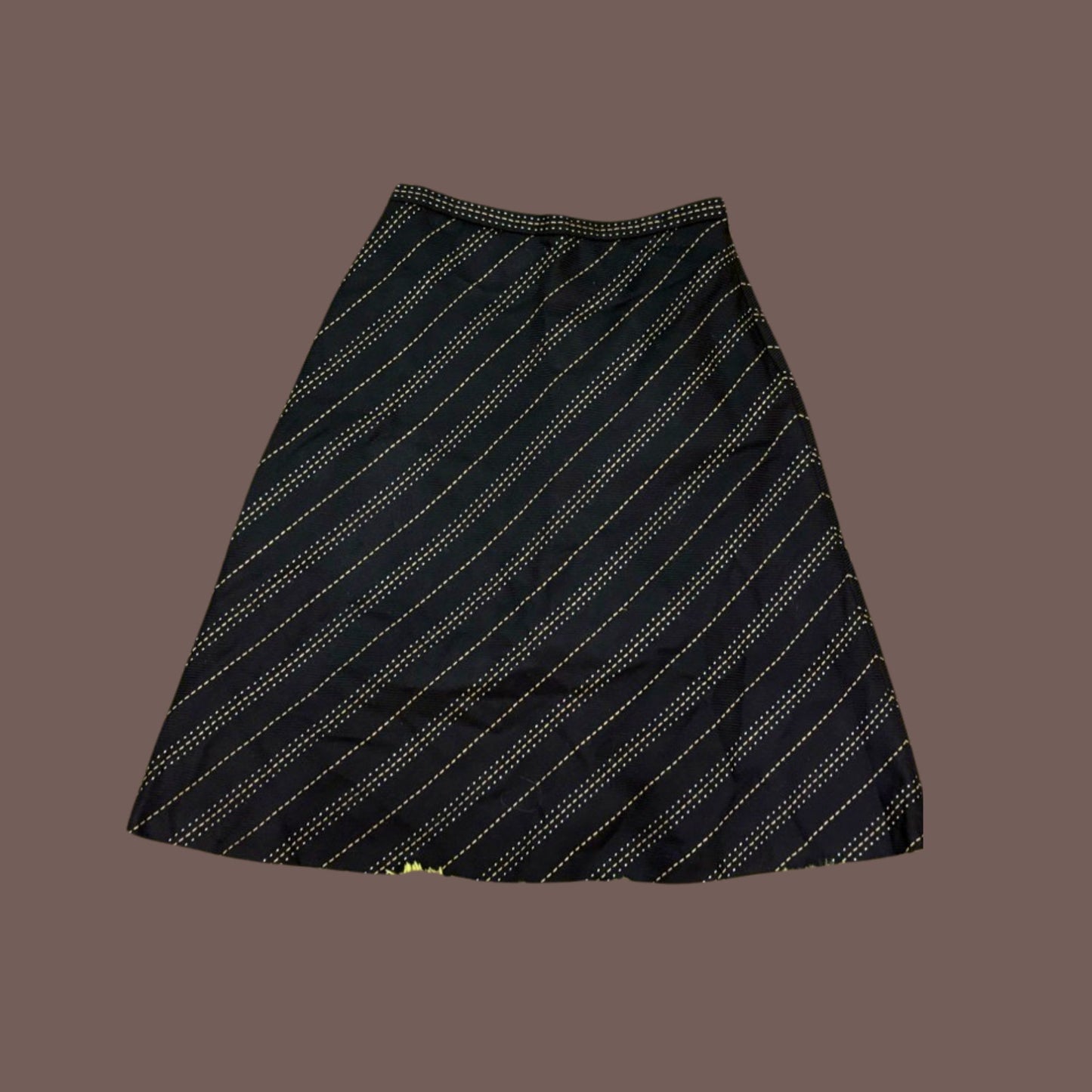 Vintage Talbots Women’s Black Wool Diagonal Stitch A-Line Midi Skirt Size 10