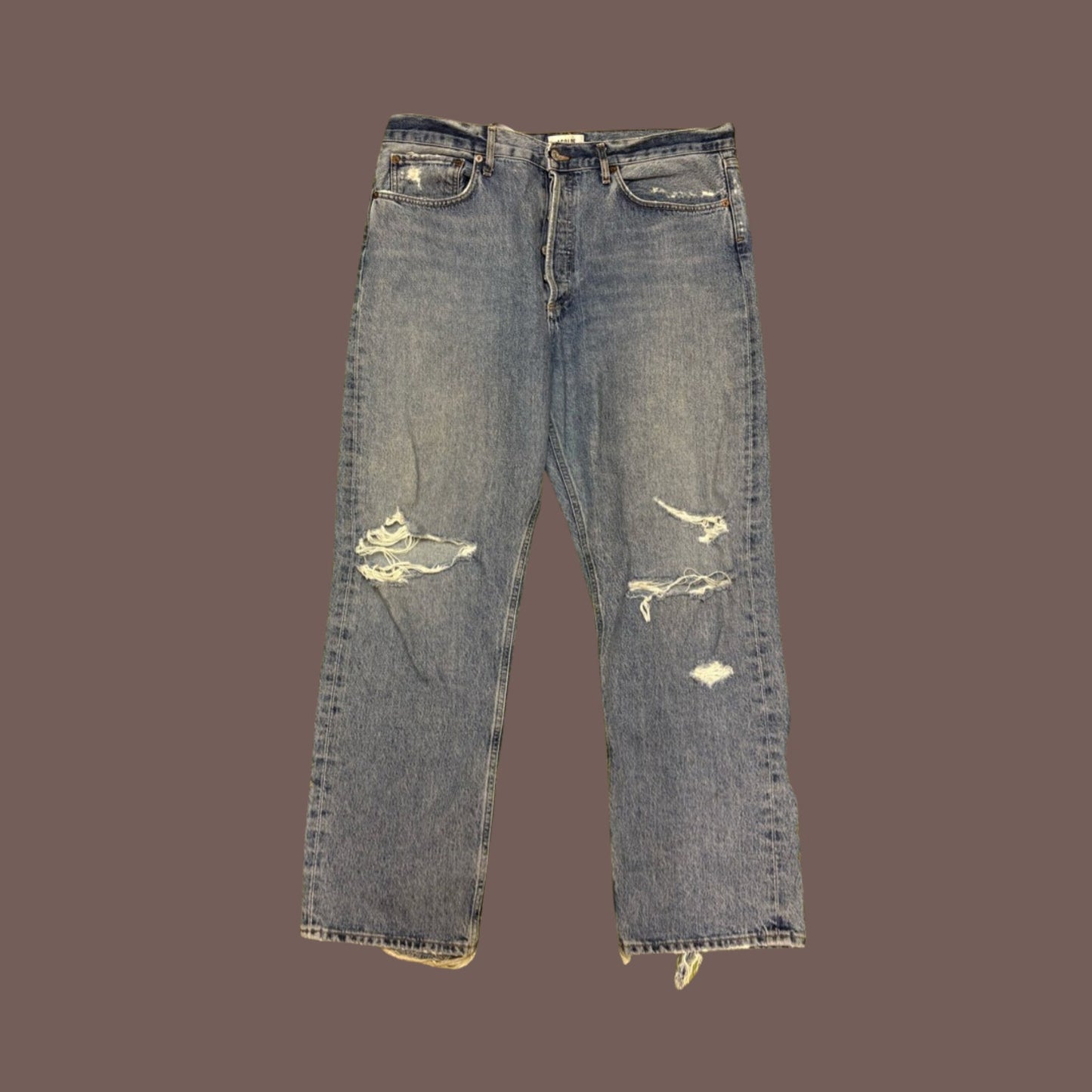 Vintage Agolde 90s Distressed Denim Jeans – Organic Cotton Straight Fit