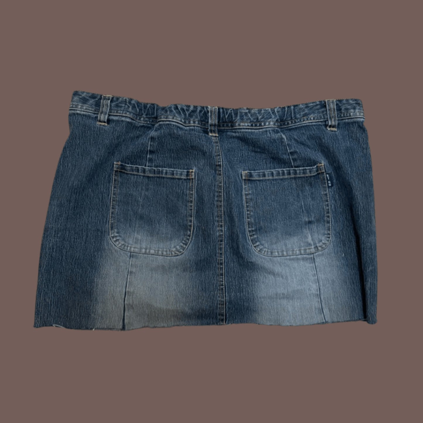 Vintage Route 66 Distressed Denim Mini Skirt – Y2K Grunge