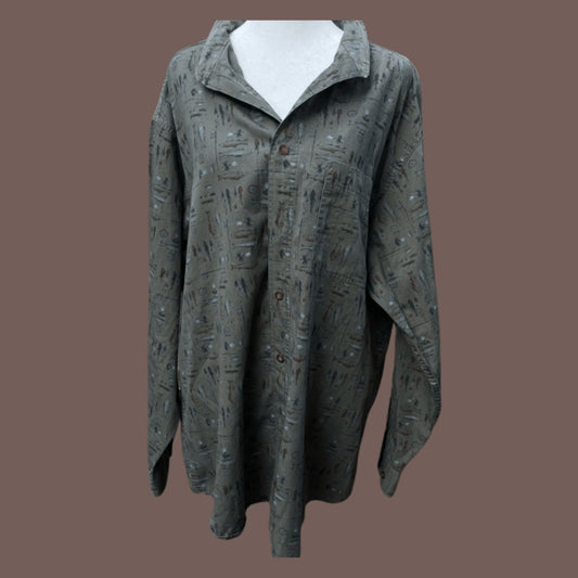 Vintage Woolrich Fish Print Button-Down Shirt – Relaxed Outdoor Fit