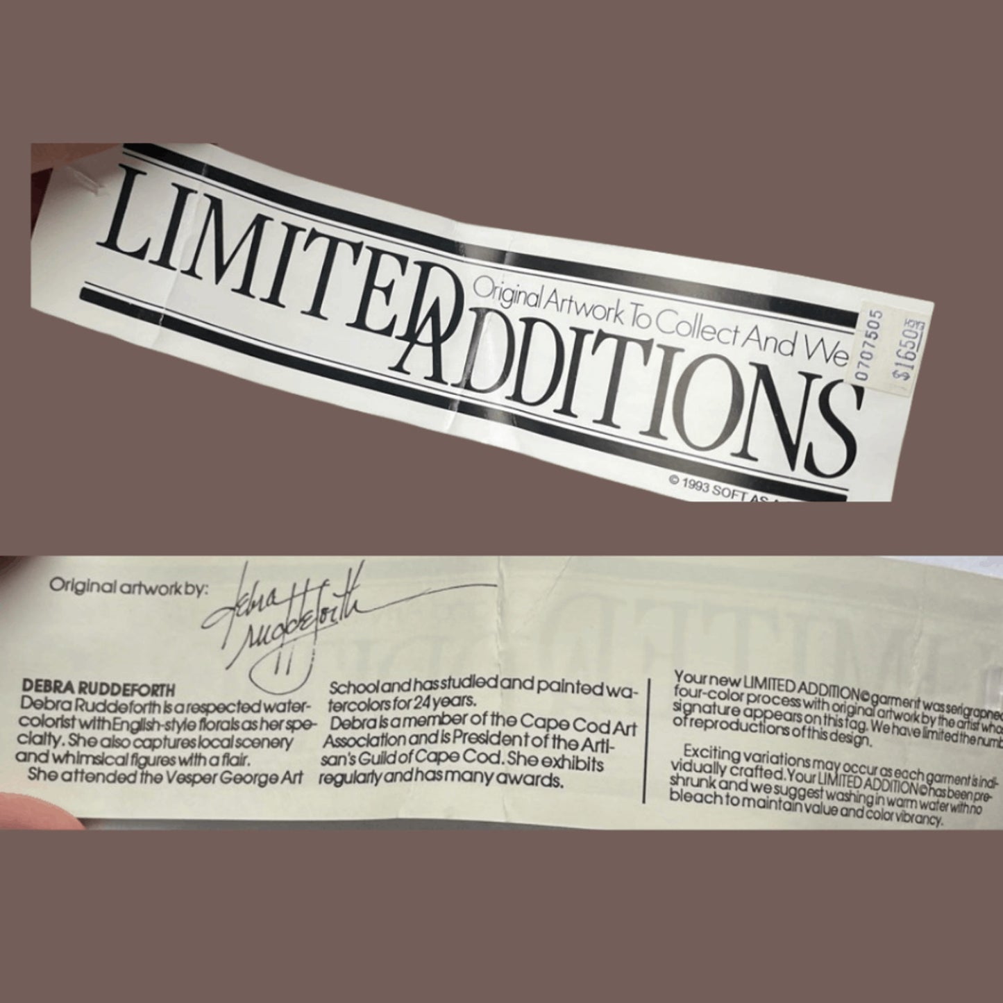 Vintage Debra Rudderforth Floral Art Tee – 90s Limited Additions Deadstock