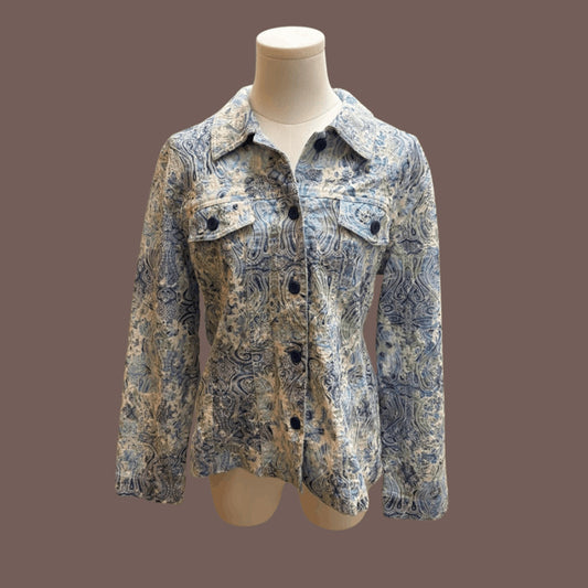 Vintage Joni B Paisley Trucker Jacket – 90s Coastal Statement Piece
