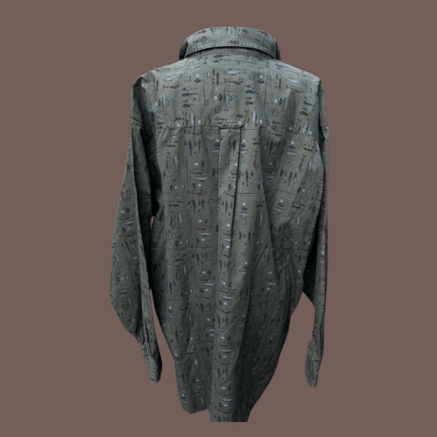 Vintage Woolrich Fish Print Button-Down Shirt – Relaxed Outdoor Fit