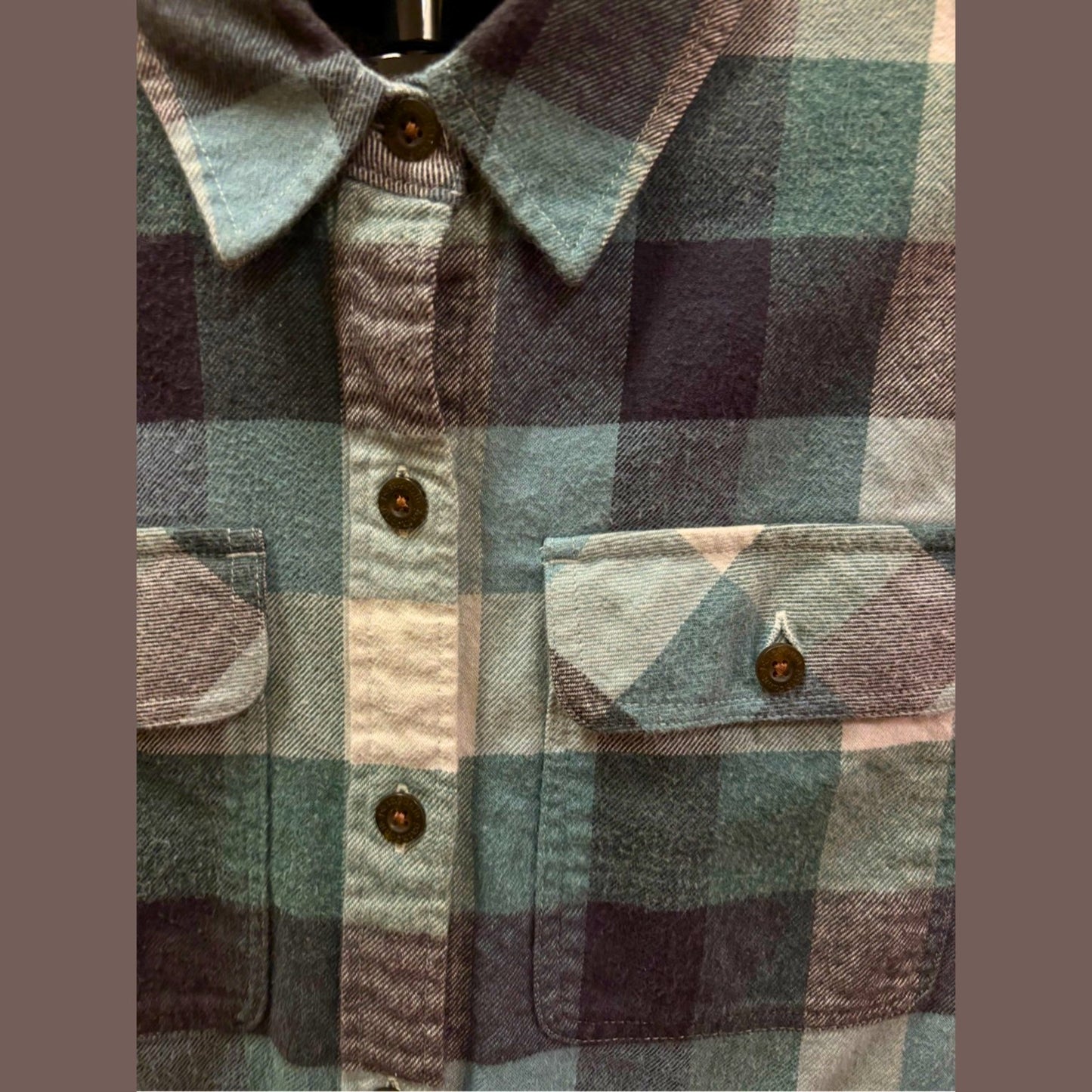 Patagonia Women’s Small Blue Green Plaid Organic Cotton Flannel Shirt