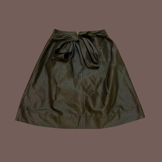 Vintage Trina Turk Women’s Black 100% Silk A-Line Bow Skirt Size M