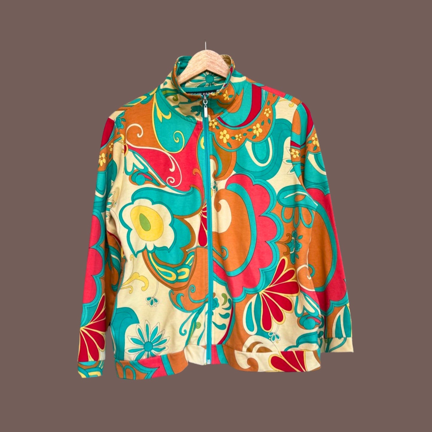 Vintage Mirror Image Psychedelic Zip-Up – Y2K Mod Rave