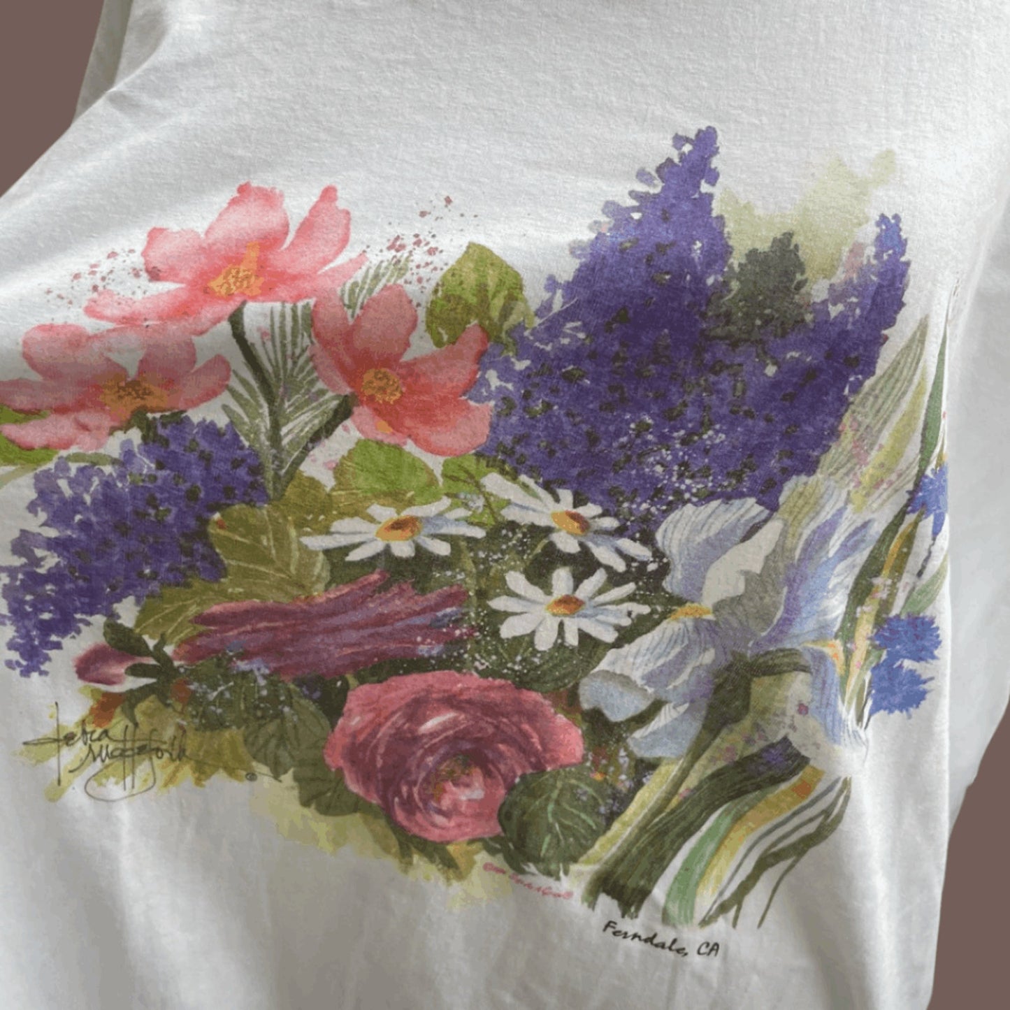 Vintage Debra Rudderforth Floral Art Tee – 90s Limited Additions Deadstock