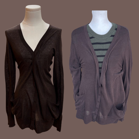 Vintage Hinge Brown Cotton Cardigan – Y2K Layering Staple