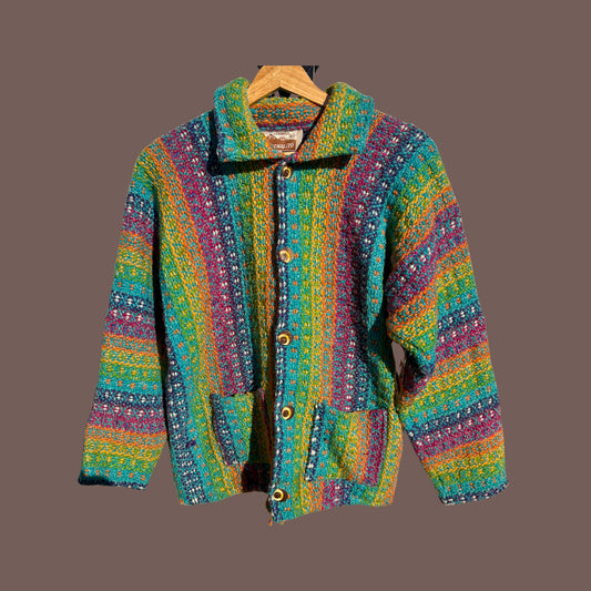 Vintage Otavalito Handwoven Wool Jacket – Colorful Boho Artwear