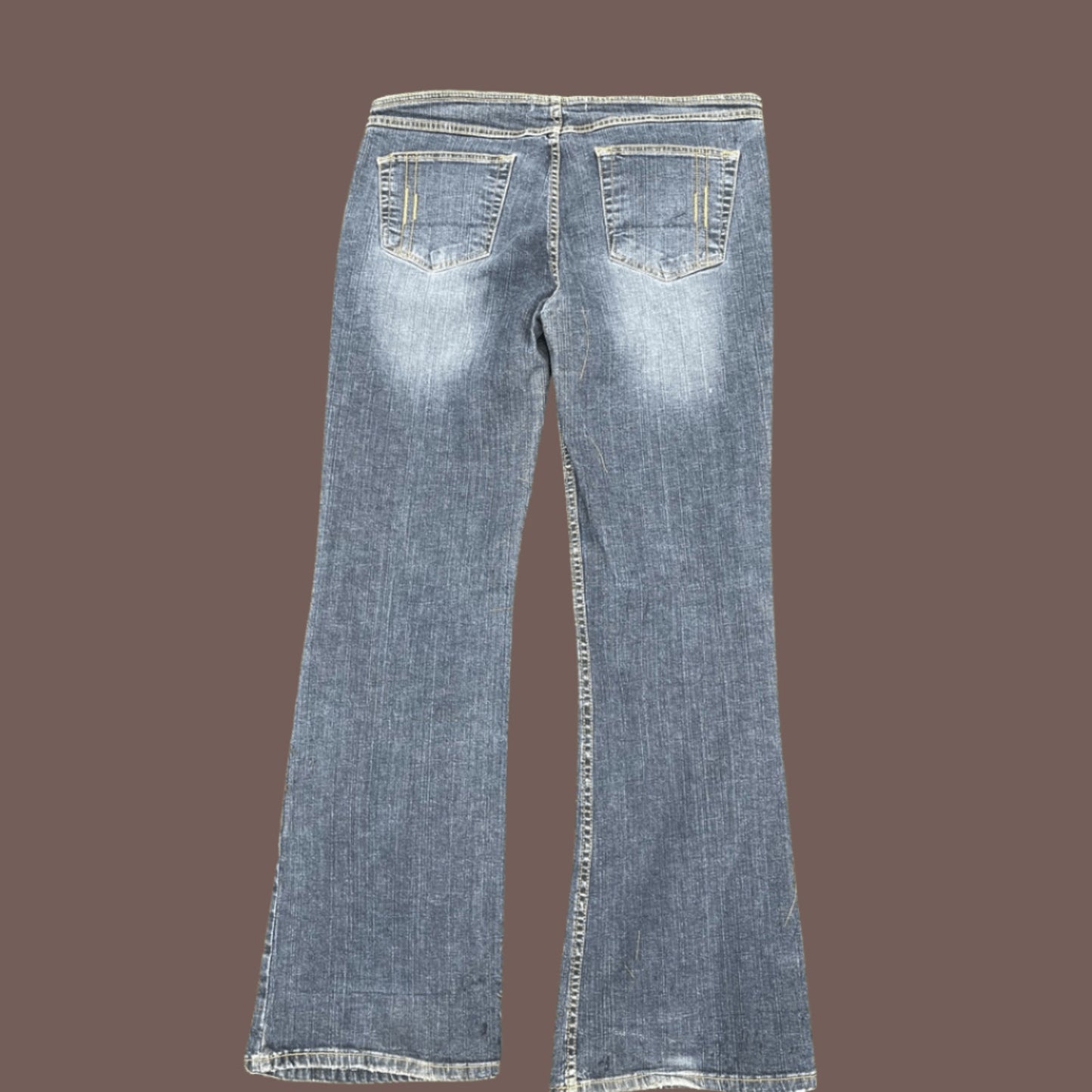 Vintage Anchor Blue Wide-Leg Jeans – Y2K No Waist Denim