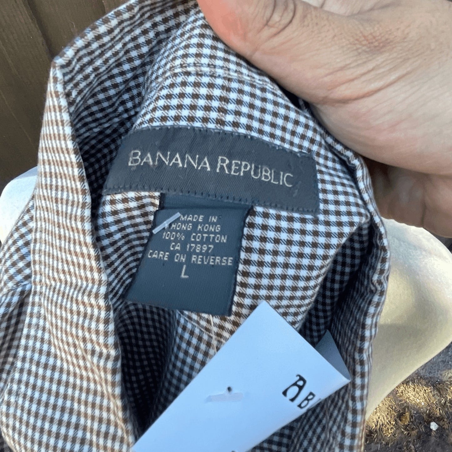 Vintage Banana Republic Brown Micro-Grid Shirt – 90s Prep Classic