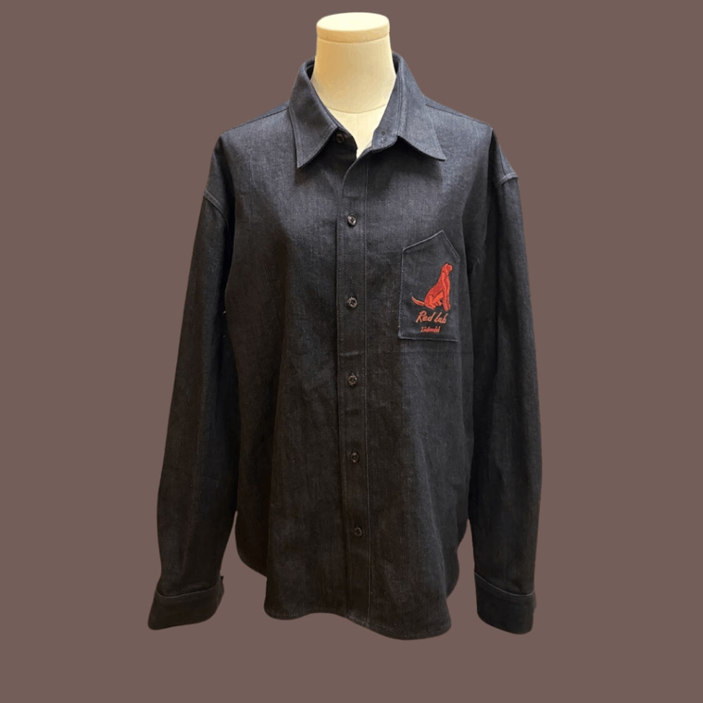 Vintage Al’s Attire Denim Shirt – Red Lab Embroidered Workwear