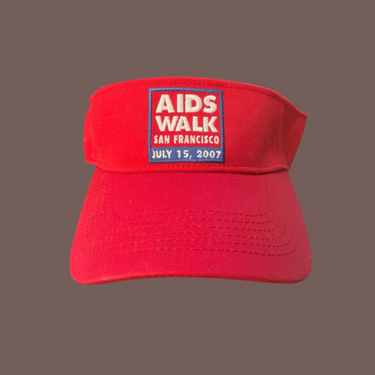 Vintage AIDS Walk SF Red Cotton Visor – 2000s Archival Streetwear