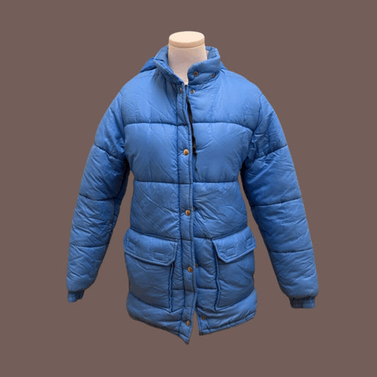Vintage Shanahan Blue Puffer Jacket – 80s Gorpcore Essential